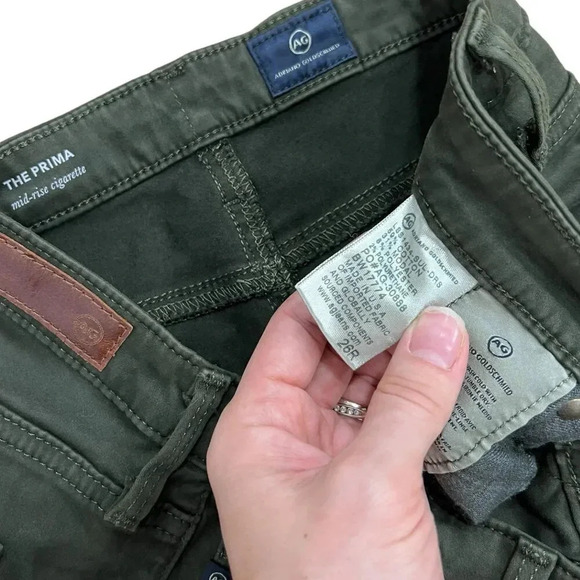 AG Adriano Goldschmied Olive Green The Prima Mid Rise Cigarette Pants 26 - Picture 3 of 3
